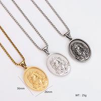 Collier Pendentif Médaille Amulette Couronne d'Épines de Jésus Fait Main en Acier Inoxydable, Bijou de Mode Religieux Chrétien Catholique, Vente en Gros