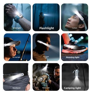 Linterna frontal de larga duración con batería de litio magnética desmontable, luz de inducción para gorra de pesca nocturna, luz potente montada en la oreja - Product Image 5