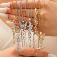 Collier pendentif papillon Gaovo en acier inoxydable plaqué or 18 carats avec chaîne longue et zircon cubique, bijou de mode quotidien pour femme, cadeau