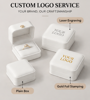 Boîte à bijoux en cuir PU blanc léger et écologique, design couronne, logo personnalisé, vente chaude