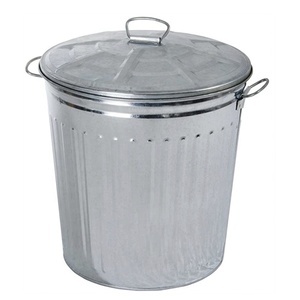 High Quality Metal Garden 62L Garbage Can Trash Bin Galvanized Bucket With Lid