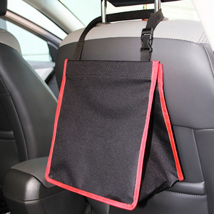 Bolsa colgante para almacenamiento en el respaldo del asiento del coche, bolsa de basura multifuncional rectangular negra impermeable para uso general - Product Image 2