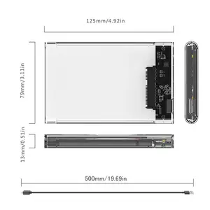 SSD 디스크 HDD 2.5 인치 4TB USB 플라스틱 SATA 스톡 케이스 디스코 외부 투명 10gbps 하드 드라이브 인클로저 고무 HDD 케이스