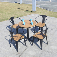 Ensembles de salle à manger en promotion, tables et chaises en plastique et bois pour restaurants et cafés, mobilier métallique moderne, chaise de bistrot d'extérieur