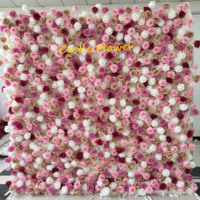 Nouvelle Arrivée Décoration d'Événements de Mariage Mur Floral en Soie 3D 5D enroulable Mur de Fleurs Roses Rouges Toile de Fond Design de Luxe