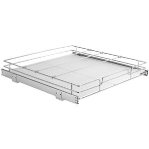 DB Wholesale Heavy Duty Chrome-Plated Steel Roll Drawers 20"W X 21"D Pull Out Cabinet Organizer with Double <b>Tiers</b> Pantry <b>Shelves</b> - Product Image 1