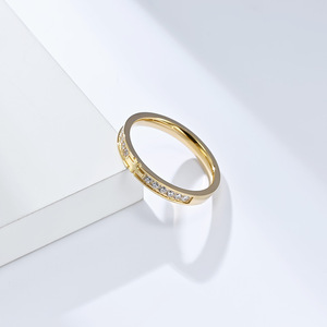 Unisex <b>Titanium</b> Steel Cross <b>Ring</b> With Diamond Channel Setting Wedding Band For Men And Women - Product Image 2