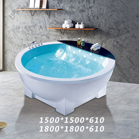 Baignoire ronde autoportante en acrylique moderne pour hôtels, avec jets d'air et massage par remous pour adultes, idéale pour salle de bain - Offre Spéciale