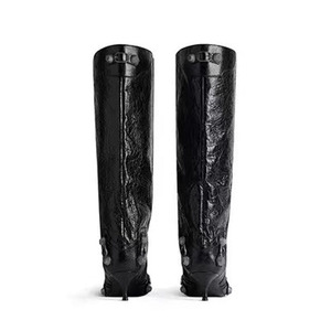 Women's Metal Studs Mid Calf Booties Pointy Toe Low Heels Short <b>Boots</b> Dress Stiletto on Top Wide Shoes - Product Image 3