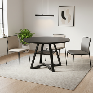 <span class=keywords><strong>Tavolo</strong></span> da Pranzo Rotondo in Legno Rustico <span class=keywords><strong>Marrone</strong></span>, Stile Fattoria per Sala da Pranzo - Product Image 4