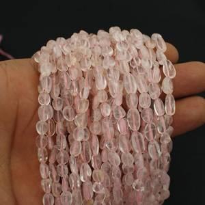 Perles de quartz rose naturel, faites à la main, petites pierres précieuses en forme de nuget, 5x6mm à 5x9mm - Product Image 4