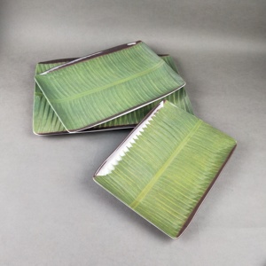 Platos Rectangulares de Melamina 100% con Diseño de Hoja de Plátano, Platos de Plástico con Diseño Nuevo, Vajilla de Estilo Chino para Uso en el Hogar y Hoteles, Venta al Por Mayor - Product Image 5
