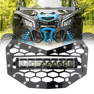 Barra de Luces LED al por Mayor con Rejilla Frontal de Malla de Acero Negra para Polaris RZR <span class=keywords><strong>Can</strong></span>-<span class=keywords><strong>Am</strong></span> <span class=keywords><strong>Maverick</strong></span> <span class=keywords><strong>X3</strong></span> <span class=keywords><strong>2016</strong></span> 2017 2018 - Product Image 1