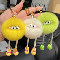Groothandel Schattige Cartoon Kunstbont Langbenige Kleine Kolenbal Auto Sleutelhanger Bal Kleine Hangende Pluche Tas Charm Figuur Pop