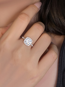 Anillos de Compromiso de Plata de Ley 925 con Diamantes Redondos Brillantes y Circonitas, Joyería Fina para Mujer - Product Image 4