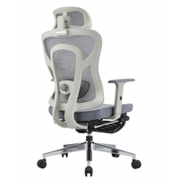 Chaise de bureau ergonomique moderne pivotante avec repose-pieds, support lombaire inclinable, appui-tête réglable, en maille de nylon de luxe
