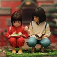Figurine de collection Chihiro et Haku Studio Ghibli en PVC, modèle d'anime, pour exposition, monde bidimensionnel assis