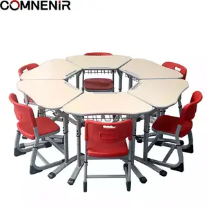 Meja kolaborasi siswa interaktif untuk Set furnitur sekolah kelas untuk pertemuan kegiatan berkelompok & pelatihan pelatih