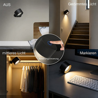 Applique murale rechargeable à piles, lampe LED magnétique avec télécommande, 3 modes de couleur, rotation à 360°, veilleuse moderne