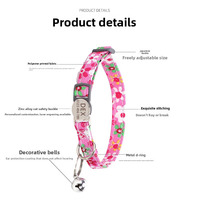 Kalung Kucing AnYue G-6913 Gaya Bohemian Etnik Motif Bunga, Dapat Diukir Sesuai Pesanan, Pengait Pengaman Logam, Lonceng, Bahan Poliester