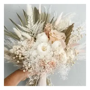 Natural Boho decor decorative flowers, wreaths and plants Dry Plants Arrangements Palm Leaves Bouquet Pampas Grass Dried Flowers