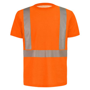 เสื้อยืดนิรภัยสะท้อนแสงสีส้มเรืองแสง แถบสะท้อนแสง ชุดทำงาน ชุดก่อสร้างถนน รุ่น 451 - Product Image 1