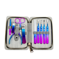 Ensemble de coupe-ongles luxueux en acier inoxydable coloré de 15 pièces, ensemble de manucure professionnel, kit de voyage, kit d'extension d'ongles, durable