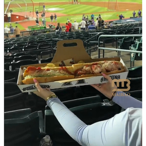 Emballage <span class=keywords><strong>de</strong></span> marque personnalisé Eco Stadium Ballpark Fast Food Giant Footlong Loaded Hot Dog Sub Sandwich Box avec poignée - Product Image 2