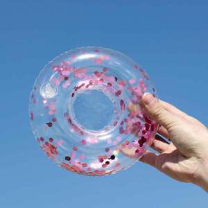 OEM Plateau flottant gonflable en PVC pour <span class=keywords><strong>piscine</strong></span>, support de boissons, bar, refroidisseur et seau à glace, avec décoration florale scintillante pour festivals et fêtes en extérieur - Product Image 2