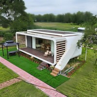 Maison mobile de luxe moderne en aluminium, capsule ronde, château, 2 chambres