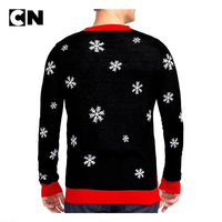 Suéter de Navidad divertido de punto personalizado al por mayor para hombre, con diseño de techo roto que se ilumina, suéter feo con logo frontal.