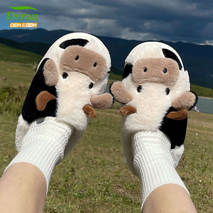 DERAN stampa <span class=keywords><strong>animale</strong></span> <span class=keywords><strong>peluche</strong></span> di natale pantofola Kawaii casa casa scarpetta femminile per signora all'ingrosso carino peloso pantofole da donna - Product Image 1