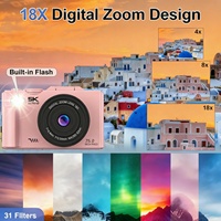 Kamera Digital Retro 5K 180 °   Kamera Vlogging Ringkas Layar Lipat dengan WiFi, Auto Focus, Zoom 18X, dan Lampu LED