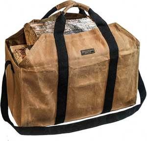 Free Sample Wood Stove Accessories: Large Firewood <b>Carrier</b> Bag with Heavy-Duty Waxed Canvas <b>Log</b> <b>Carrier</b> Tote - Product Image 1
