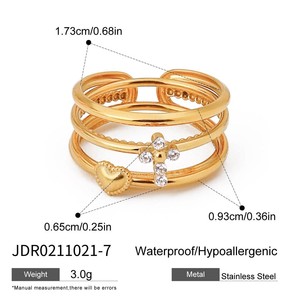 Stylish Stainless Steel Flower/geometric Electroplated <b>Stacking</b> <b>Rings</b> Women Niche-designed Jewelry - Product Image 2