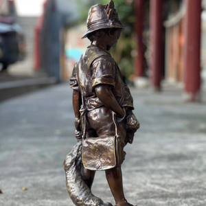 Tùy Chỉnh Lớn Truyền Thống Bronze Tượng Hat Crossbody Túi Thiết Kế Ngoài Trời Đường Phố Nhà Thờ Đền Vườn Điêu Khắc Đồng Thanh Thủ Công - Product Image 5