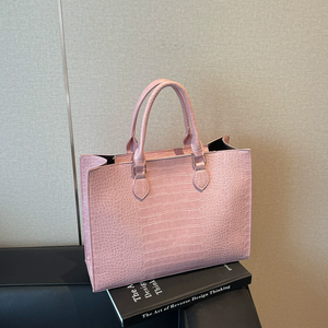 Borsa da donna europea borsa da donna con grande capacità da pendolarismo quotidiano borsa a tracolla da donna con stampa coccodrillo semplice borsa francese per lo Shopping - Product Image 2