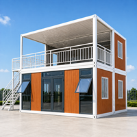 Casa Contenedor Modular Prefabricada de 2 Pisos con Ventanas de Vidrio, Balcón, Estructura de Acero de Lujo, Casa Móvil, Oficina Portátil, Baño