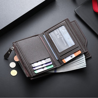 Portefeuille court élégant, porte-cartes d'affaires en cuir PU avec plusieurs fentes pour cartes et poche à monnaie, cadeau parfait pour les hommes