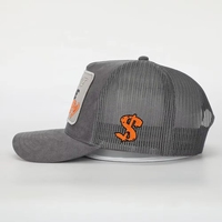 Casquette Trucker Homme Personnalisée en Suède à 5 Panneaux, Broderie, Patch Tissé, Logo, Maille, Fermeture Snapback Ajustable, Haute Qualité, Vente en Gros