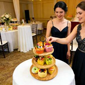 Soporte Redondo de Madera <span class=keywords><strong>para</strong></span> Pasteles, Cupcakes y <span class=keywords><strong>Postres</strong></span>, Bandeja de Servicio <span class=keywords><strong>para</strong></span> Galletas, Bocadillos, Pasteles de Boda, Fiestas de Té y Buffets - Product Image 2