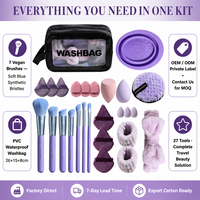 BS-MALL Kit de maquillage tout-en-un 27 pièces, pinceaux cosmétiques doux, houppette, éponge pour fond de teint, trousse de toilette, outils de maquillage, kit cadeau