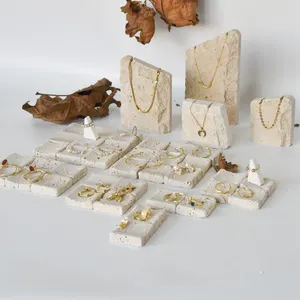 Best Price Cuboid Yellow Marble Travertine Jewelry Display Stand