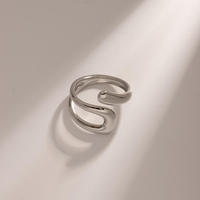 Bague simple à double couche et ouverture irrégulière, plaquée or 18 carats, en acier inoxydable, bijou de mode pour femme