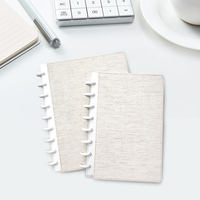 Couverture de carnet RINGNOTE format Lettre, en lin naturel doux au toucher, rechargeable, pour classeur à disques