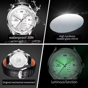 Watch Men's Watches Simple Quartz Dress Week Date Watches For Men Waterproof Luminous Leather Business Male <b>Clock</b> 2931 - Product Image 4