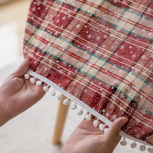 Christmas Embroidered <b>Tablecloth</b> Rectangle <b>Red</b> Snowflake Pattern Pom-pom Edges Polyester Home Use Waterproof Oil-resistant - Product Image 5