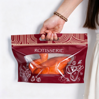 Emballage alimentaire écologique recyclable Sacs en plastique à impression personnalisée pour poulet rôti Sacs à fermeture éclair anti-buée pour poulet chaud entier