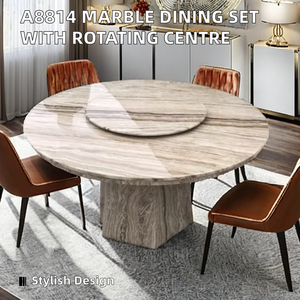 Mesa de comedor de mármol moderna <span class=keywords><strong>Lazy</strong></span> <span class=keywords><strong>Susan</strong></span> para cocina, hogar, granja, apartamento, oficina, muebles de piedra versátiles para entrada de Hotel - Product Image 2
