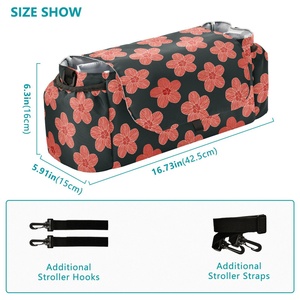 Organizador de Pañales Personalizado con Diseño de Flor Roja Hawaiana, Bolsa para Cambiar Pañales, Organizador para Cochecito - Product Image 3